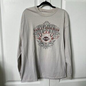 Y2K Harley Davidson T-shirt Long Sleeve Thunder Bay Flawed Well Worn Graphic
